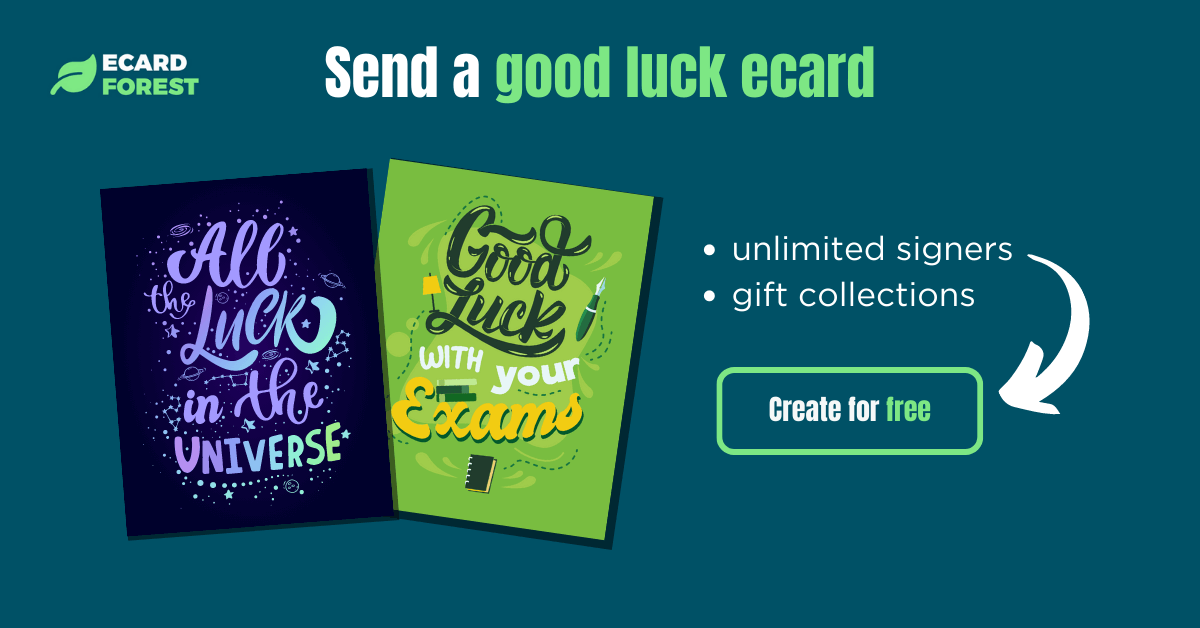 Banner showing how to send a virtual good luck card