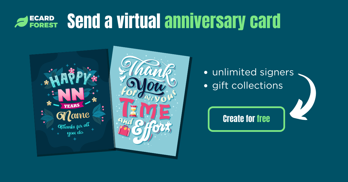 Banner showing how to send a virtual anniversary card
