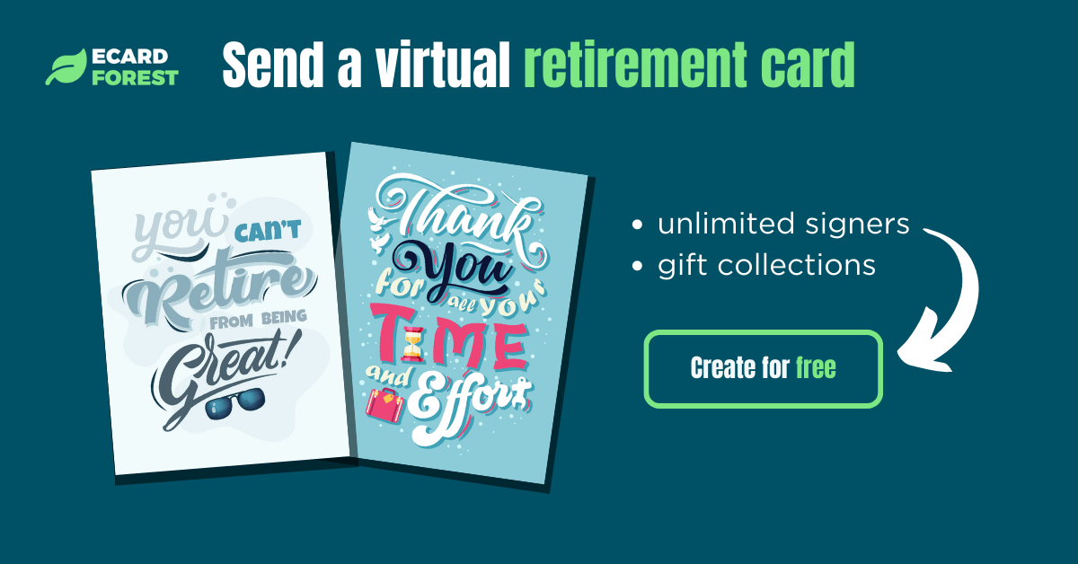 Banner showing how to send a virtual retirement card