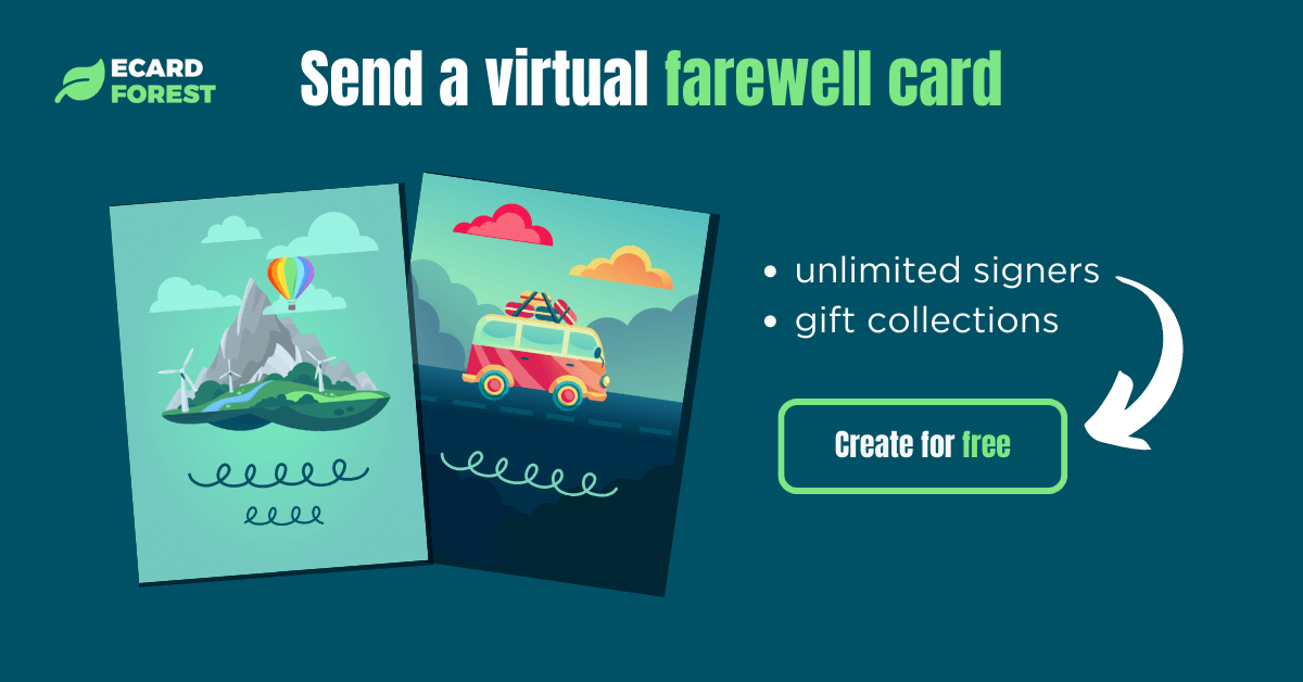 Banner showing how to send a virtual farewell card