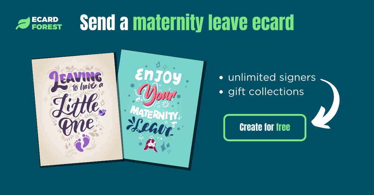 Banner showing how to send a virtual maternity leave card