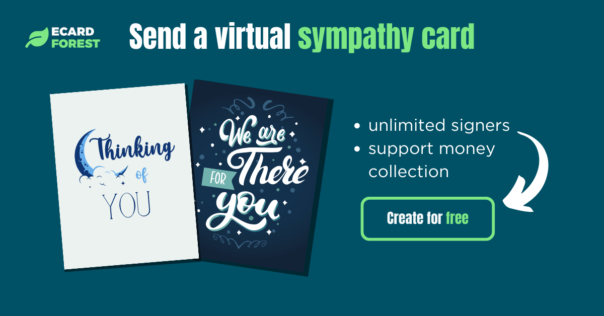 Banner showing how to send a virtual sympathy card