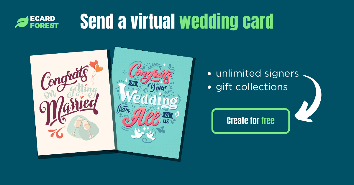 Banner showing how to send a virtual wedding card