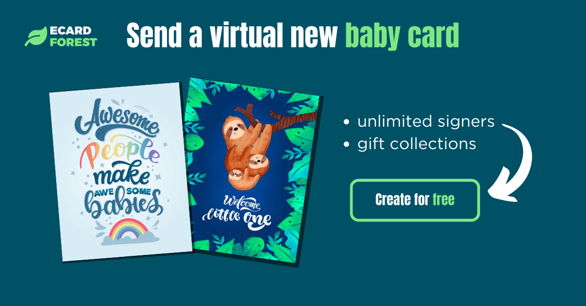 Banner showing how to send a virtual baby card