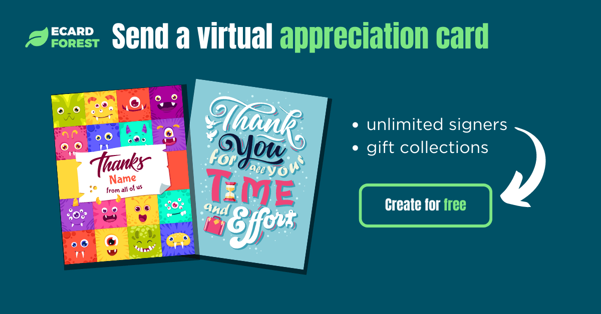 Banner showing how to send a virtual teacher appreciation card