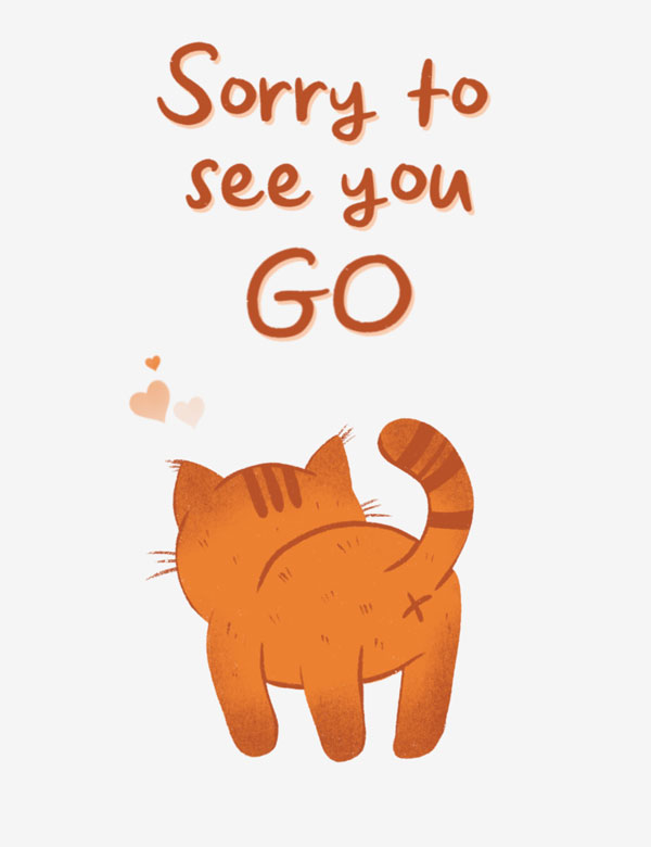 Ginger cat leaving greeting card