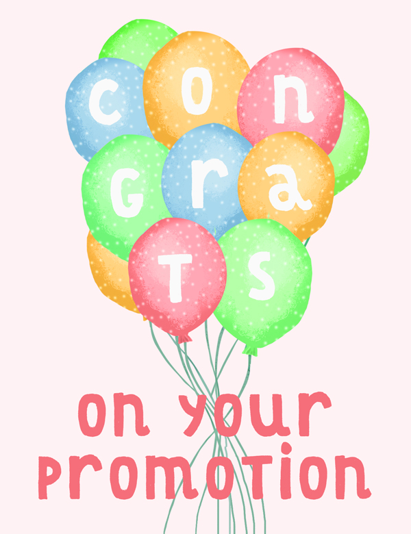 Promotion group greeting card with baloons