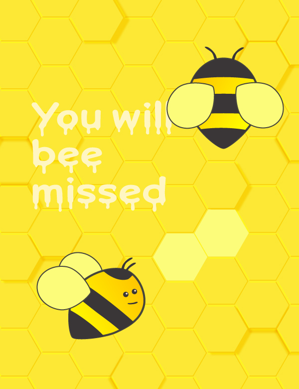 Farewell group greeting card with bees missing you