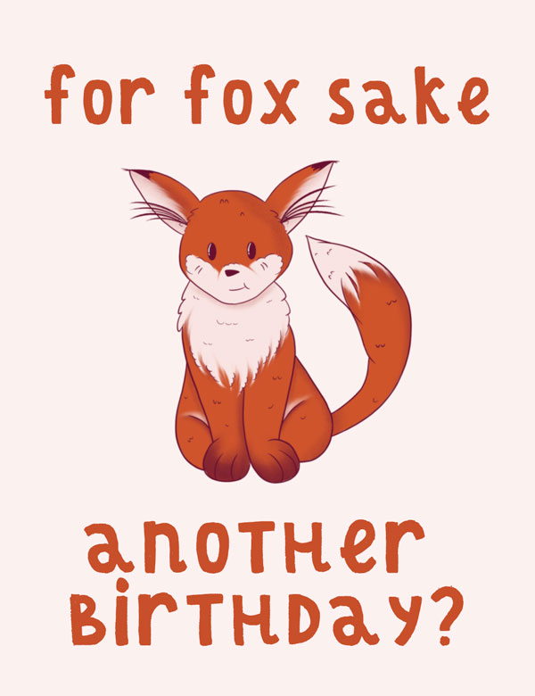 Birthday group greeting card pun fox