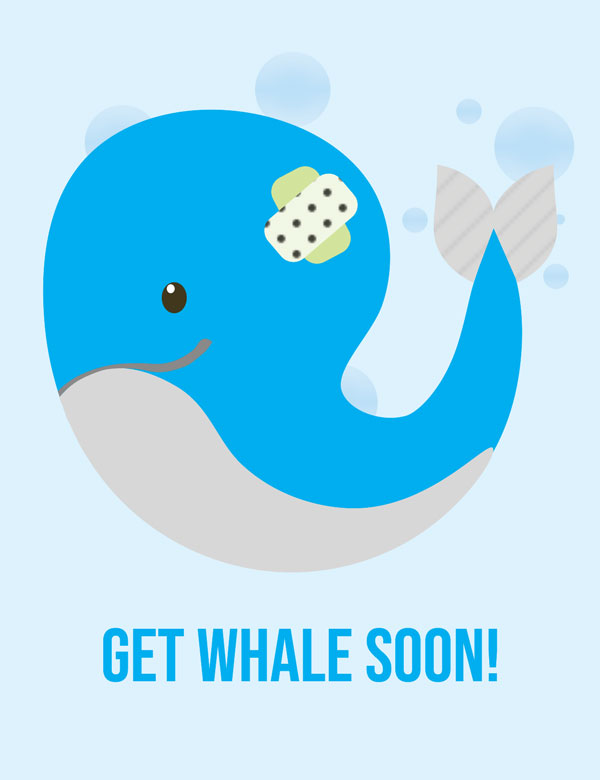 Recovery group greeting card with a whale