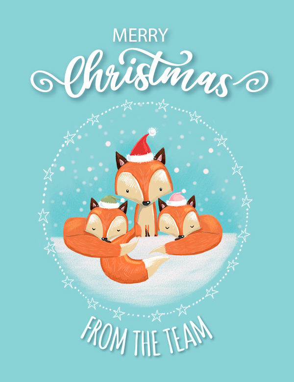 Foxes Group Christmas card, "Merry Christmas From The Team"