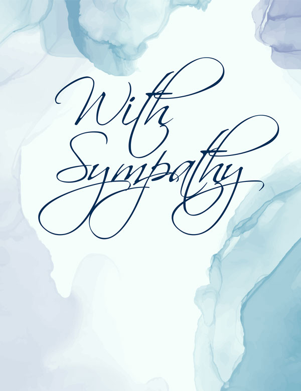 Group sympathy ecard with abstract background in blue.
