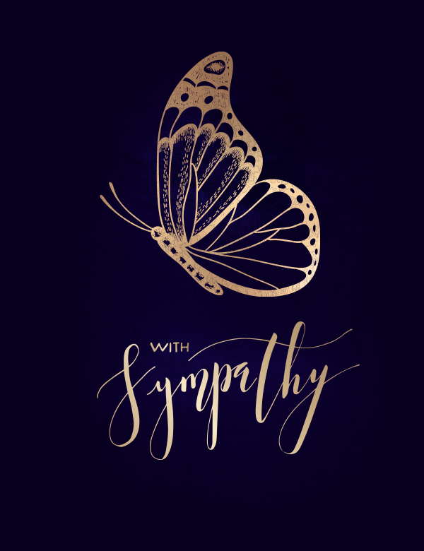 A group sympathy card, with a gold butterfly