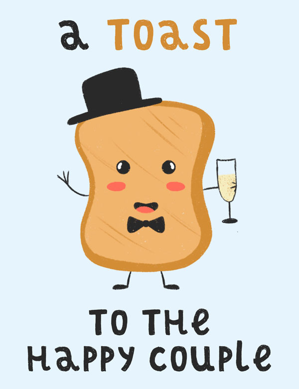 A toast for the happy couple wedding card