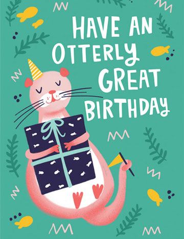 A colourful birthday group ecard with an otter.