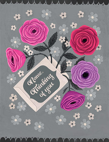 Customizable Sympathy card "Thinking Of You" with Roses
